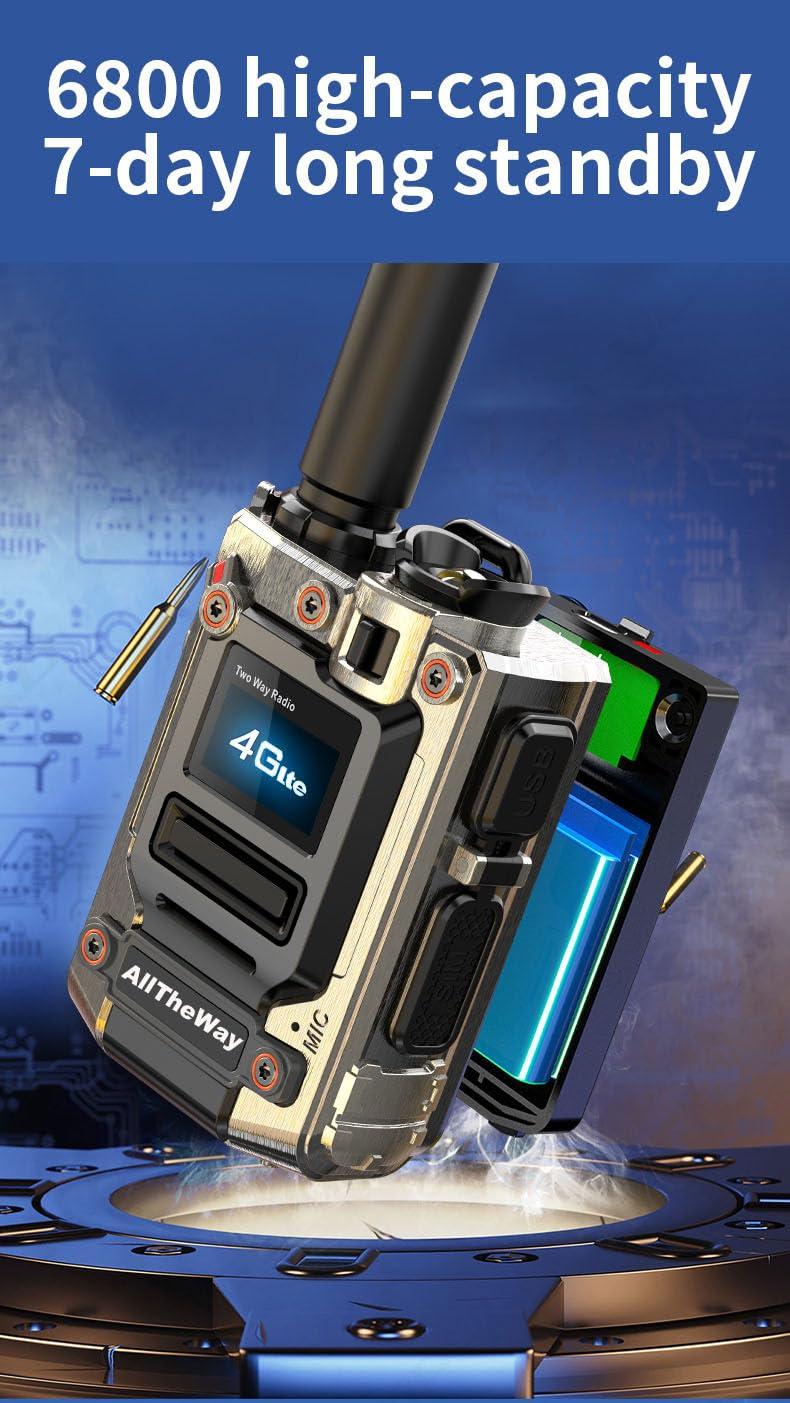 Alltheway Alltheway 2 Pack Rapid Radios Unlimited Range Nationwide Walkie Talkie Global 4G PTT Two Way Radio with Flashlight 5000 Miles Reach, Rechargeable for Familiy, Work Green