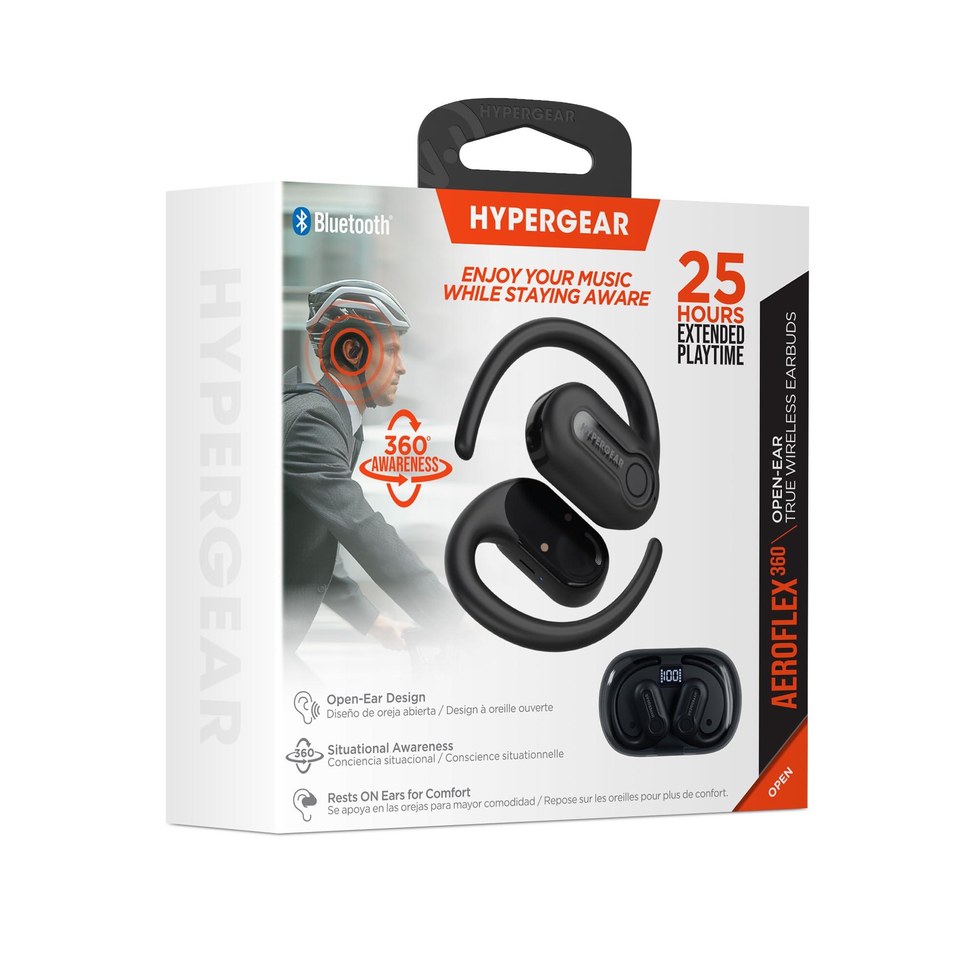 HyperGear HyperGear AeroFlex 360 Open-Ear True Wireless Earbuds with Portable Charging Case Over The Ear Earphones with Flexible Ear Hooks 25HRS Playtime, IPX4 Sweatproof