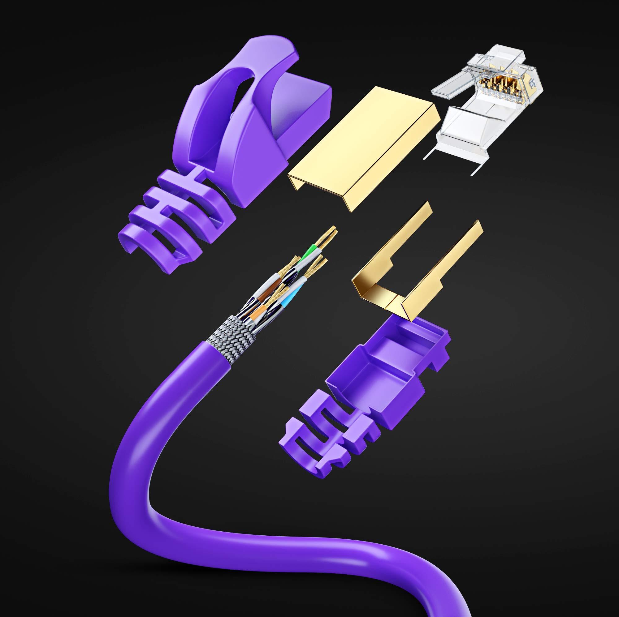 Maximm Cat 7 Ethernet Cable 20 ft - (6 Pack) High-Speed Cat7 Internet & Network LAN Patch Cables, RJ45 Connectors - Perfect for Gaming, Streaming, and More (Purple)