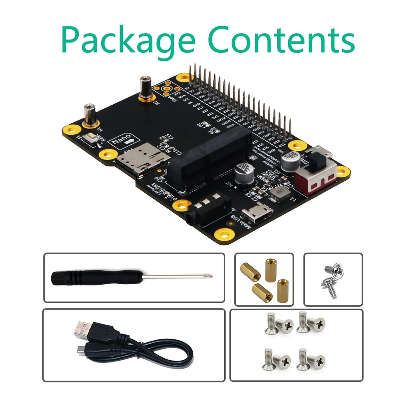 Sanpyl 3G 4G LTE Base Hat Module, PC Computer Board to Micro USB with SIM Card, Support 3Amps, Mini PCI E Socket, for Raspberry Pi 4 3 2