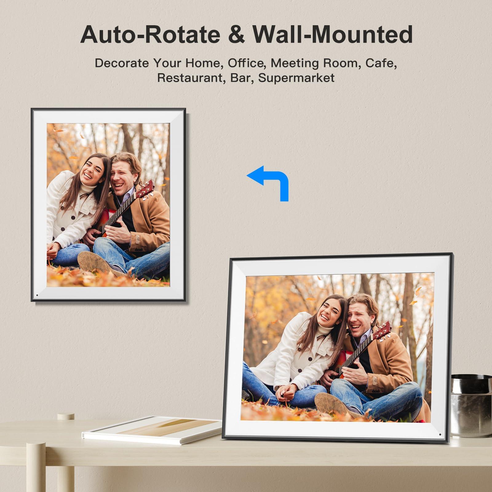 FULLJA Large Digital Photo Frame 17"-Electronic-Picture-Frame - Dual WiFi Digital Picture Frame 32GB, Touch Screen, Full Function, Light Sensor, Share Photo Video via App Email, Free Cloud, Wall Mountable