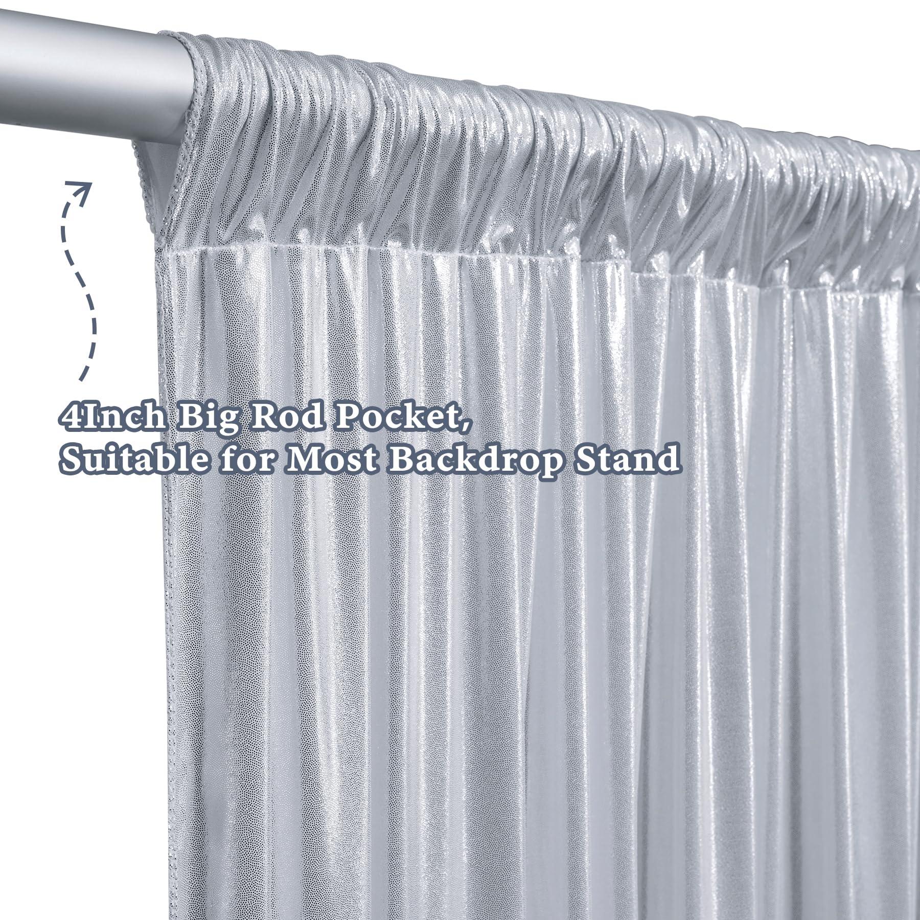 Outpain Outpain Thick 10 ft x 10 ft Silver Sequin Backdrop Curtain for Parties, Wrinkle Free Glitter Photo Backdrop Drapes 2 Panels 5x10ft Silver Back Drop Cloth for Wedding Christmas Photography Background