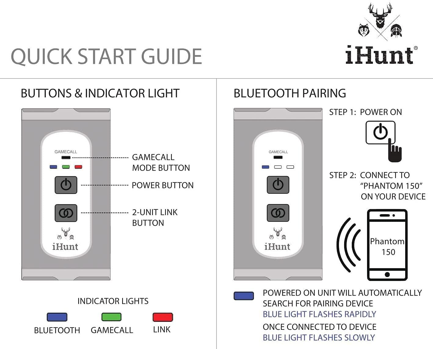 iHunt iHunt Long Distance Bluetooth Game Call Speaker | 150 Yard Line of Sight Connection | Up to 750 Calls - 50 Species | Waterproof Anti-Slip 10 Hrs Play