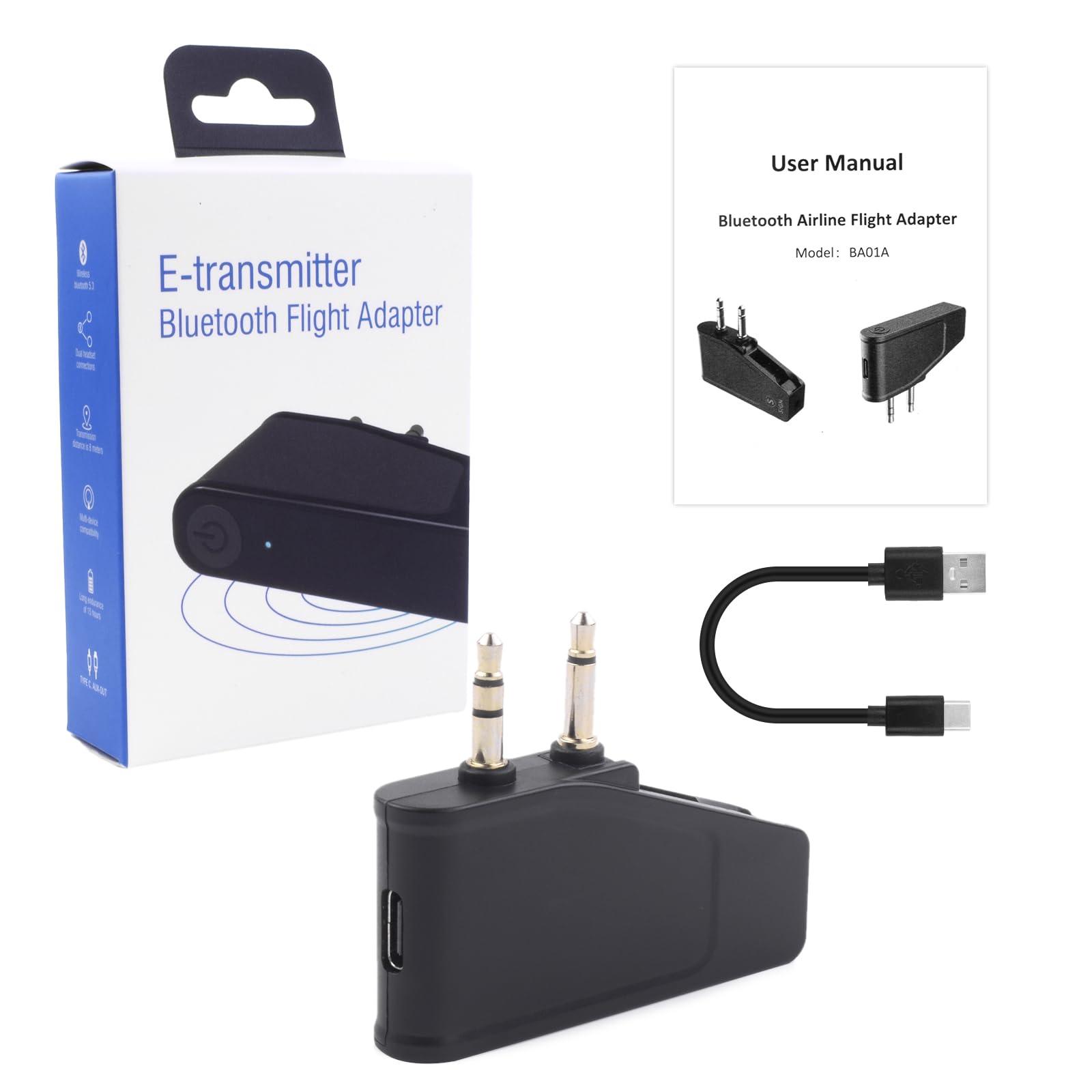 Asobilor Airplane Bluetooth Adapter Compatible with Bose Wireless/Wired Headphones and Any 3.5mm Aux Jack on Airplane, Bluetooth 5.3 Transmitter Receiver and 3.5mm Audio Jack (2 in 1)