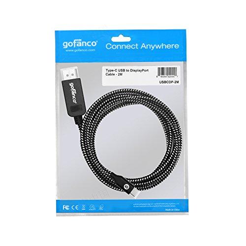 gofanco gofanco 4K 60Hz USB Type C to DisplayPort Cable 6.6ft Braided Adapter Cable - Thunderbolt 3 Compatible UHD 2 Meters, DisplayPort Alternate Mode via USB-C Required (USBCDP-2M)