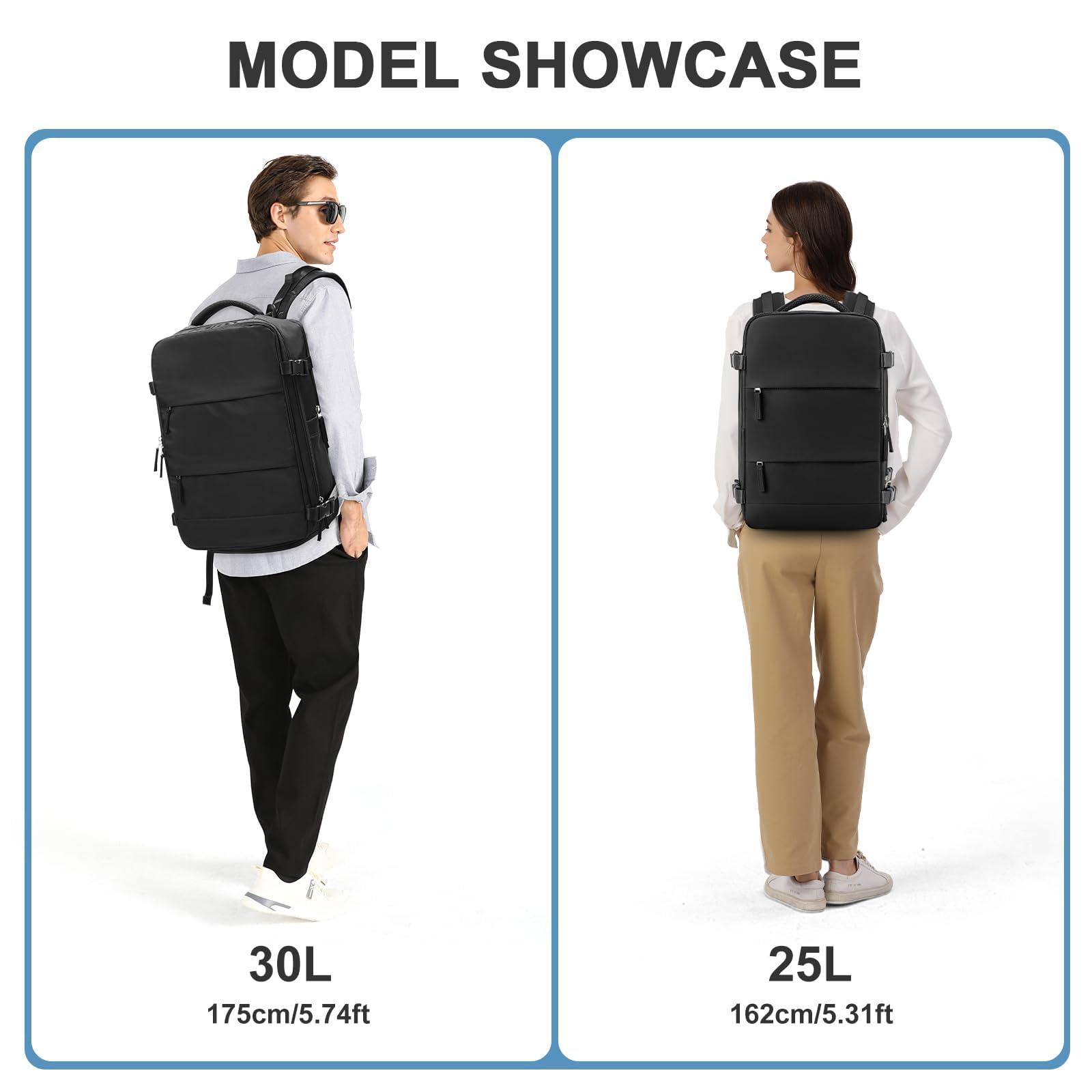 coowoz coowoz Large Travel Backpack For Women Men,Carry On Backpack Flight Approved,Hiking Backpack Waterproof Outdoor Sports Rucksack Casual Daypack Fit 15.6 Inch Laptop Shoes Compartment (Black)