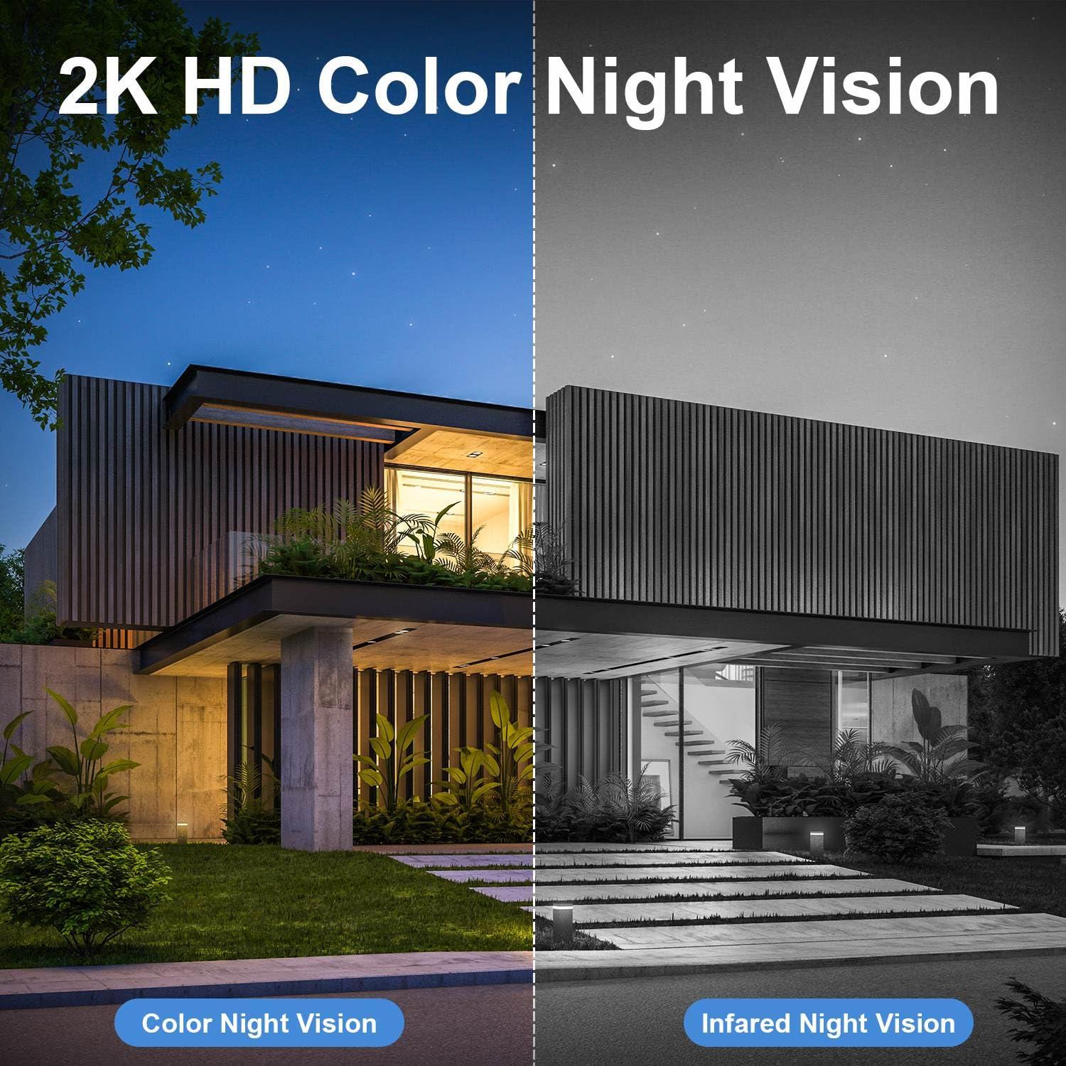 HOSAFE.COM Security Cameras Wireless Outdoor, WIFI Cameras for Home Security, Wireless Outdoor Security Camera Solar Powered, 360 Camera with PTZ, PIR Sensor, 2K HD Color Night Vision, SD/Cloud, IP66 Waterproof