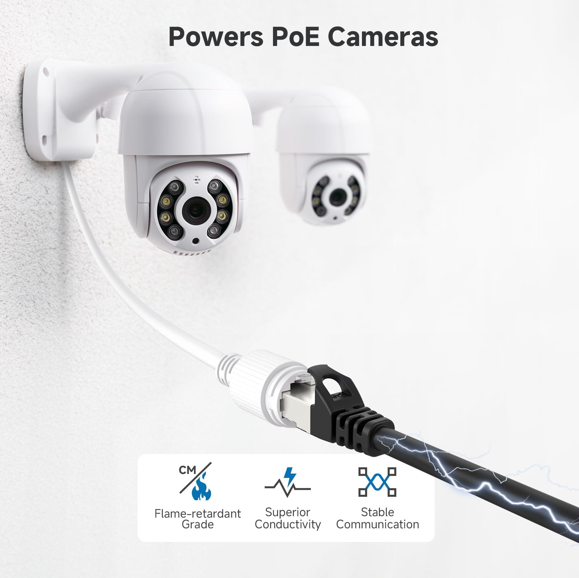 Cable Matters Cable Matters 10Gbps Snagless Long Shielded Cat 6A Ethernet Cable - 100ft, Cat 6A Cable, Cat6A Cord, Ethernet Cord, Black