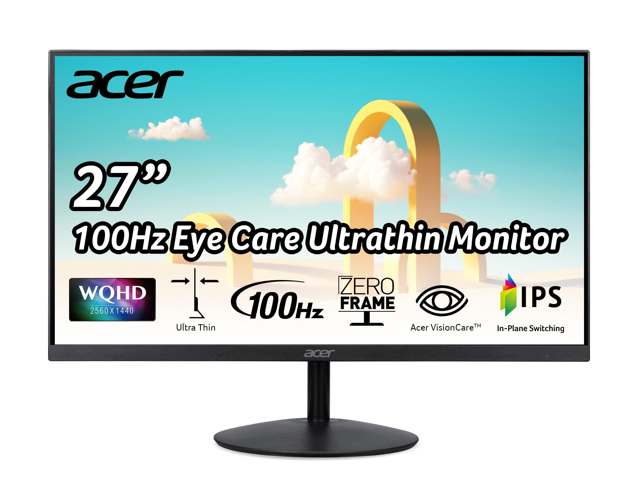 acer Acer SB272U Ebiip 27" WQHD 2560x1440 IPS Zero-Frame Gaming Office Monitor | AMD FreeSync Technology | Ultrathin Stylish Design | 100Hz | 1ms VRB | Low Blue Light | Display Port & 2 x HDMI 2.0 Ports