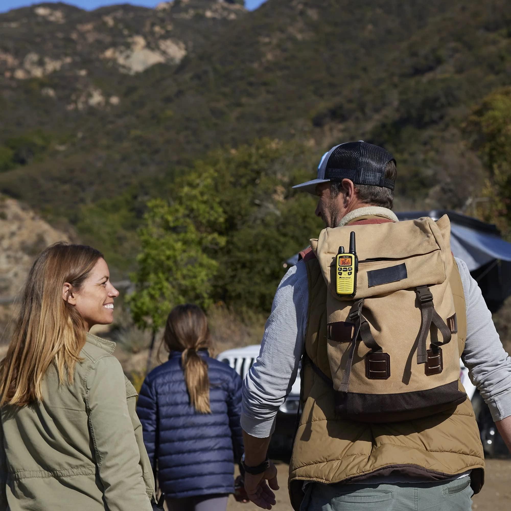 Midland Midland - LXT600VP3 Long Range Walkie Talkie - FRS Two-Way Small Business Radio Rechargeable Portable- UTV Accessories with NOAA Weather Scan + Alert, and 36 Channels (Yellow/Black, 2 Radios)