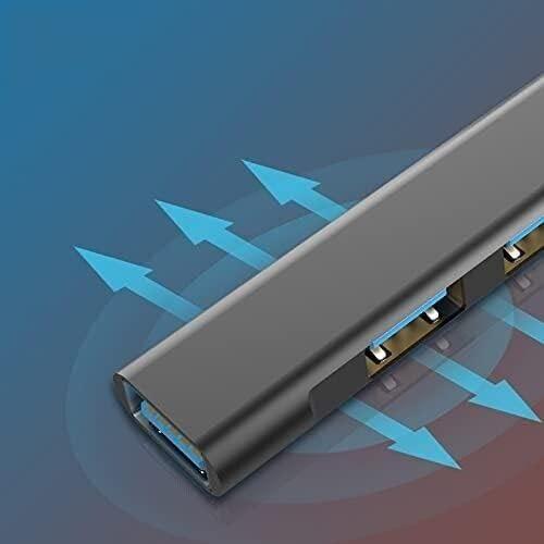 THE PERFECT PART The Perfect Part USB Hub - USB C Hub Multiport Adapter, 4 Port USB C Splitter for Laptop, PC, Phone, iPad Pro, iPad & MacBook Pro, Mini Portable 3.0 & 2.0 USB Extender Hub, Type C Charging Hub (BLACK)