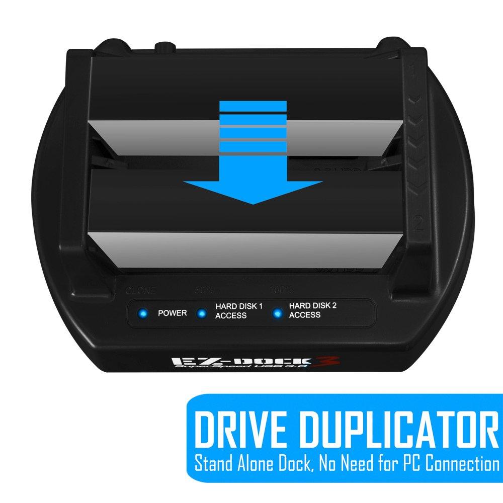 Kingwin Kingwin USB 3.0 to SATA/SSD Dual Bay Hard Drive Docking Station w/Offline Clone Function. Compatible w/ 2.5/3.5 Inch SATA HDD/SSD (SATA I/II/III). Tool-Free Design, Support 2x8TB Drives & UASP