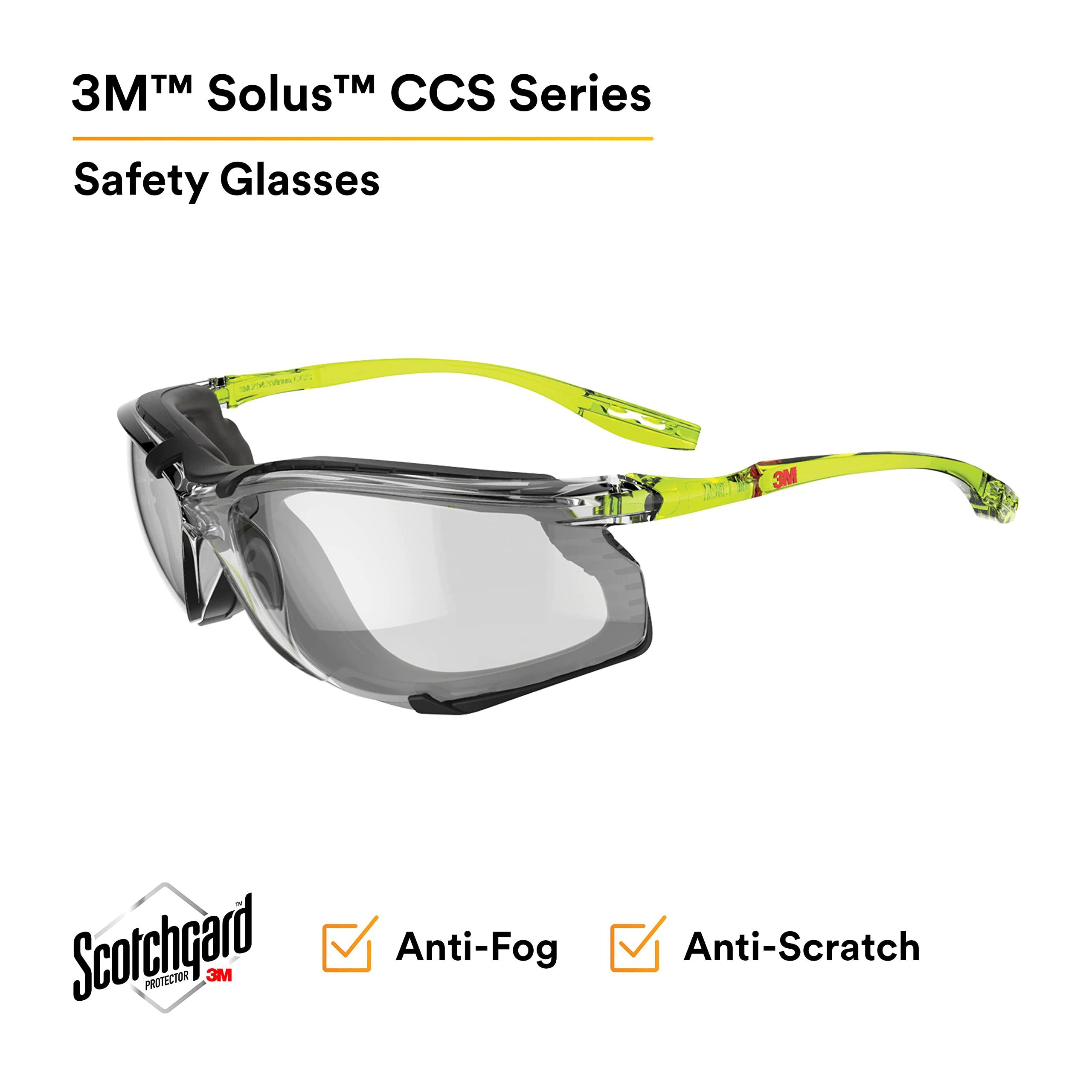 3M 3M Safety Glasses, Solus CCS Series, ANSI Z87, Scotchgard Anti-Fog Coating, Gray I/O Lens, Corded Ear Plug Control System, Removable Foam Gasket, SCCS07SGAF-GRN-F