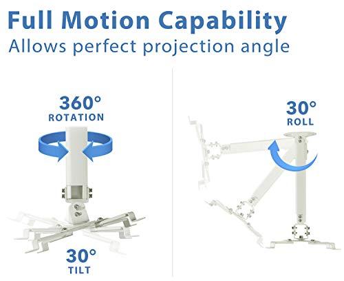 Mount-It! Mount-It! Ceiling Projector Mount | Full Motion and Height Adjustable from 14.5 - 21.5 Inches | Universal Bracket Fits Epson, Optoma, Benq, and Viewsonic Projectors | 30 Lbs Capacity (Medium)
