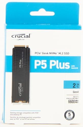 Crucial Crucial P5 Plus 2TB Gen4 NVMe M.2 SSD Internal Gaming SSD with Heatsink, Compatible with PlayStation 5(PS5) - up to 6600MB/s - CT2000P5PSSD5