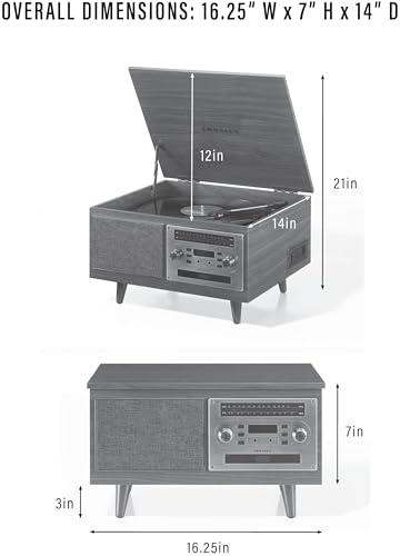 Crosley Crosley CR7023A-WA Serenade 8-in-1 Vinyl Record Player with 3-Speed Turntable, Bluetooth, AM/FM Radio, CD, Cassette, and Aux-in, Walnut
