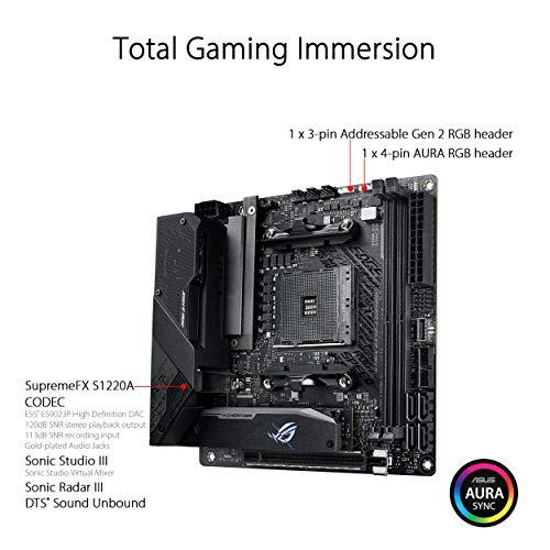 ASUS ASUS ROG Strix B550-I Gaming AMD AM4 (3rd Gen Ryzen™) Mini-ITX SFF Gaming Motherboard (PCIe 4.0, WiFi 6, 2.5Gb LAN, DDR4 5100+ (O.C.), Front USB 3.2 Gen 2 Type-C, Addressable Gen 2 RGB and Aura Sync)
