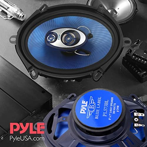 Pyle Pyle 5 x 7 Car Sound Speaker (Pair) - Upgraded Blue Poly Injection Cone 3-Way 300 Watts w/Non-fatiguing Butyl Rubber Surround 80-20Khz Frequency Response 4 Ohm & 1\" ASV Voice Coil - PL573BL, Apple