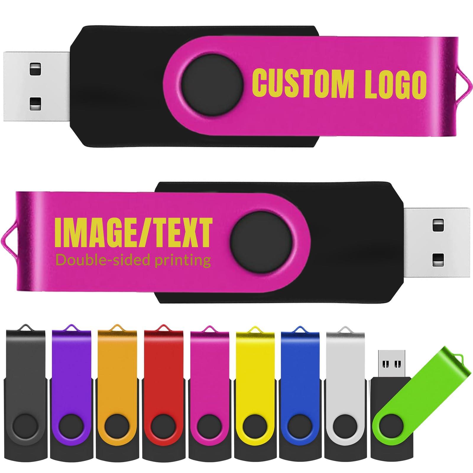 TATMOHIK Custom USB Flash Drive 16GB 200 Pack Promotional Product Customized USB Thumb Drive,Customizable USB Drive Personalized with Your Logo Bulk USB 3.0 Personalized USB Stick 200pcs Multiple Color Choice