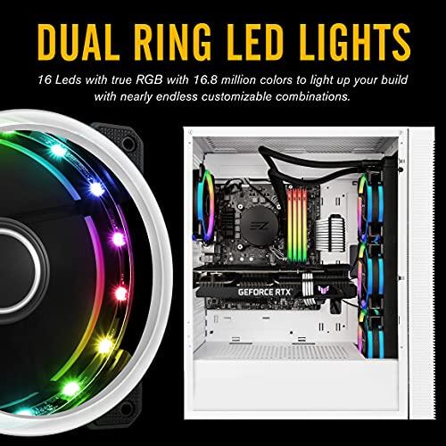 EZDIY-FAB EZDIY-FAB RGB Dual Ring 120mm Case Fans,5V Motherboard Sync,Speed Adjustable,RGB Sync Fan with 10-Port Fan Hub X and Remote-5 Pack