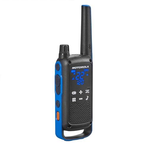 Motorola Solutions Motorola Solutions, Portable FRS, T802, Talkabout, Two-Way Radios, Emergency Preparedness, Rechargable, 22 Channel, 35 Mile, Black W/Blue, 4 Pack