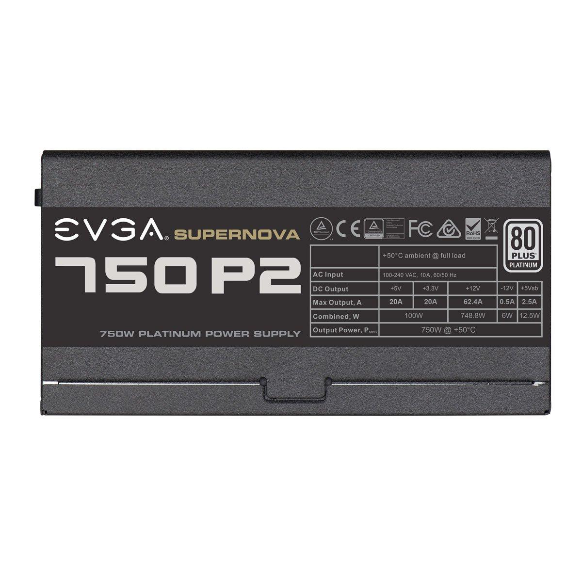 EVGA EVGA SuperNOVA 750 P2, 80+ PLATINUM 750W , Fully Modular , EVGA ECO Mode, 10 Year Warranty , Includes FREE Power On Self Tester, Power Supply 220-P2-0750-X1,Black