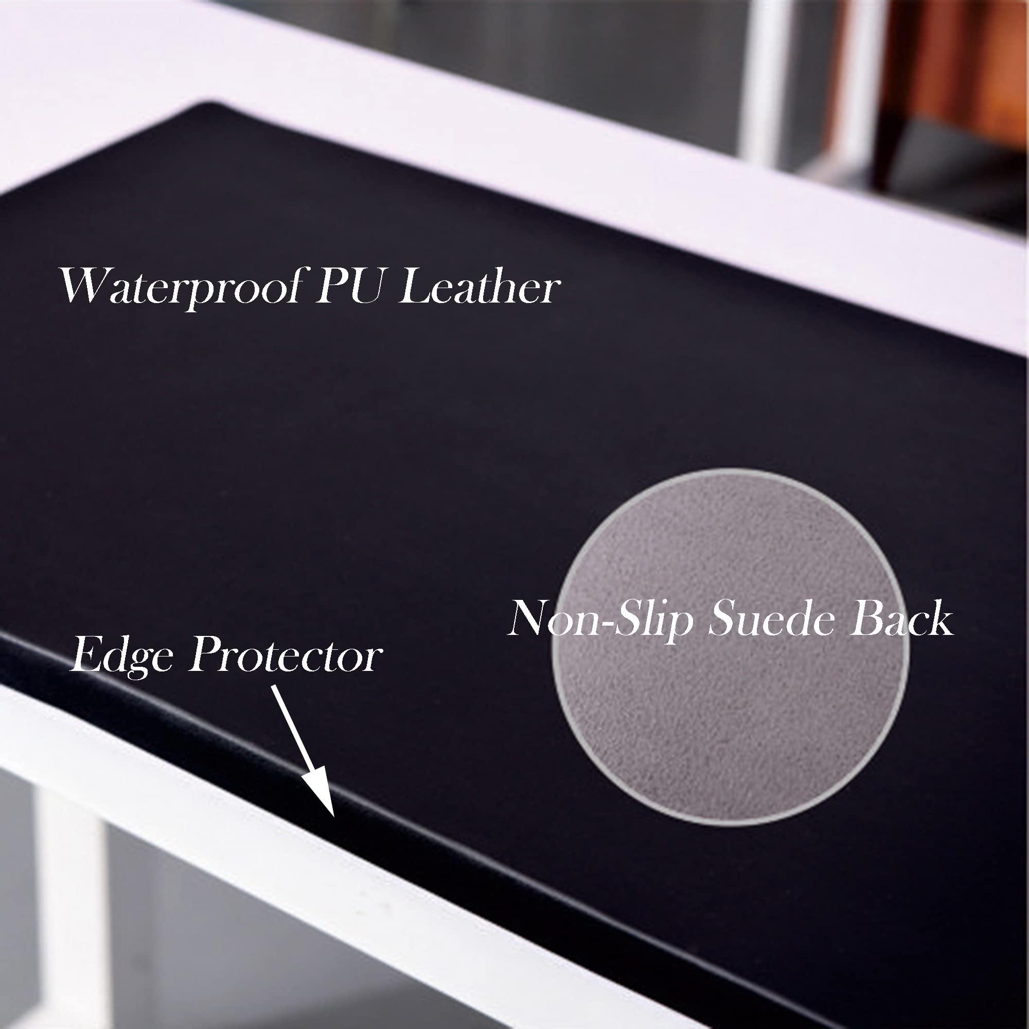 ZOCIS Waterproof Leather Desk Pad with Edge Protector, Premium Extended Desk Mouse Mat for Home Office Accessories, Large Office Desk Pad Protector Desk Writing Pad,60x30cm,Gray