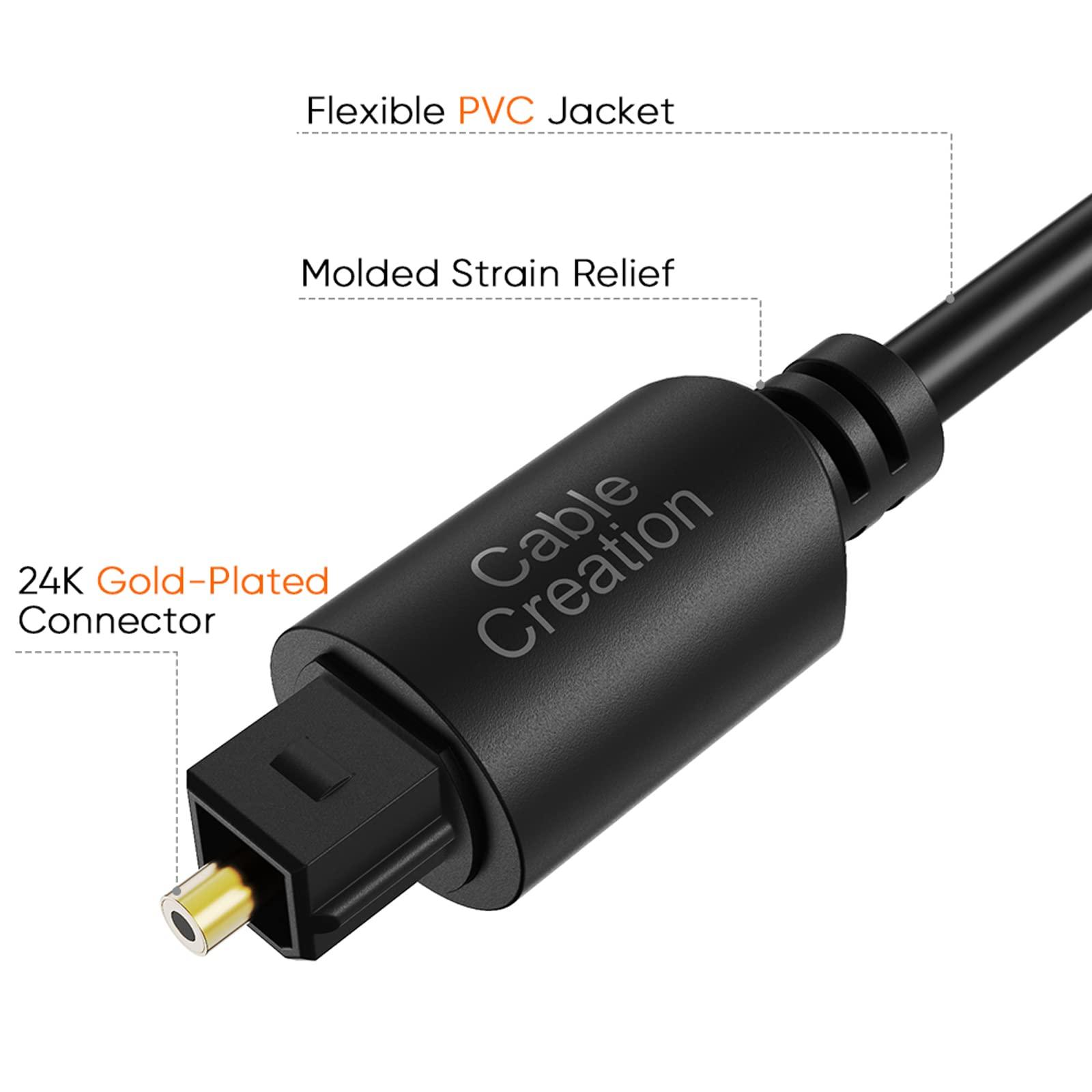 CableCreation CableCreation 12FT Digital Optical Audio Cable, Toslink Cable Male to Male Digital Optical Cable with Gold-Plated Connector for Home Theater, Sound Bar, VD/CD Player,Blu-ray Players &More
