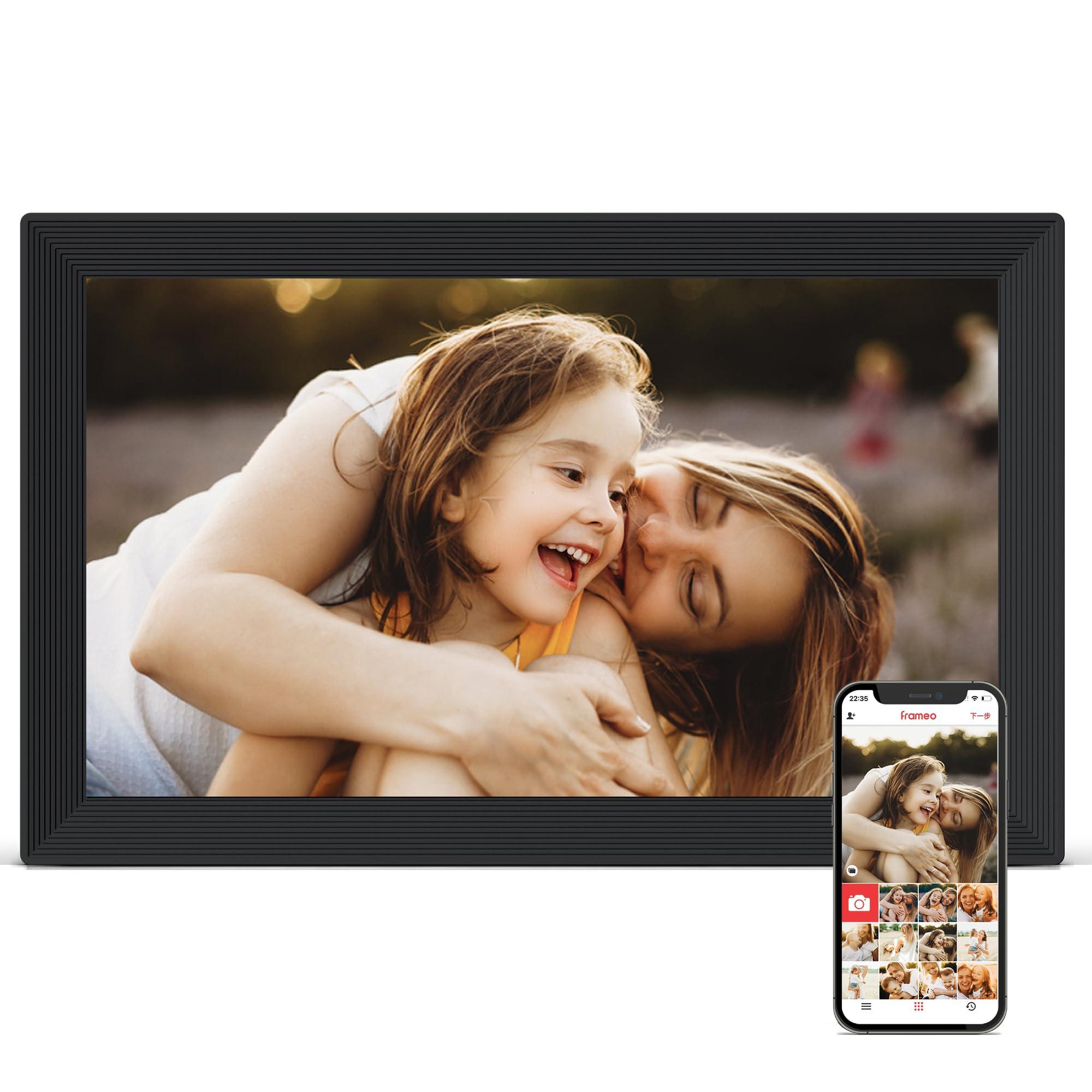 Pastigio Digital Picture Frame 2 Pack, 15.6 Inch Frameo Digital Frame WiFi, 1920 * 1080 HD IPS Touch Screen Digital Photo Frame Electronic, 32GB Memory, Auto-Rotate, Share Photos/Videos, Black + White