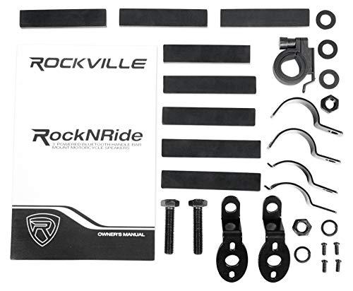 Rockville Rockville rocknride (2) RockNRide 3" Powered Bluetooth Metal Motorcycle Handlebar Speakers, Black