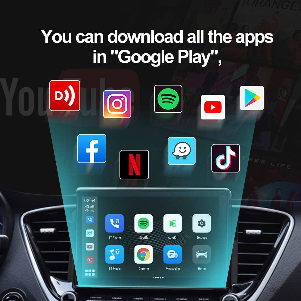N\\\\A Ai Box Wireless CarPlay & Android Auto Adapter with 4GB+64GB, 8 Core, Configure Android System, Support SIM&TF Card,with Google/Apple Assistant, Plug and Play, Only Supports Wired carplay Models
