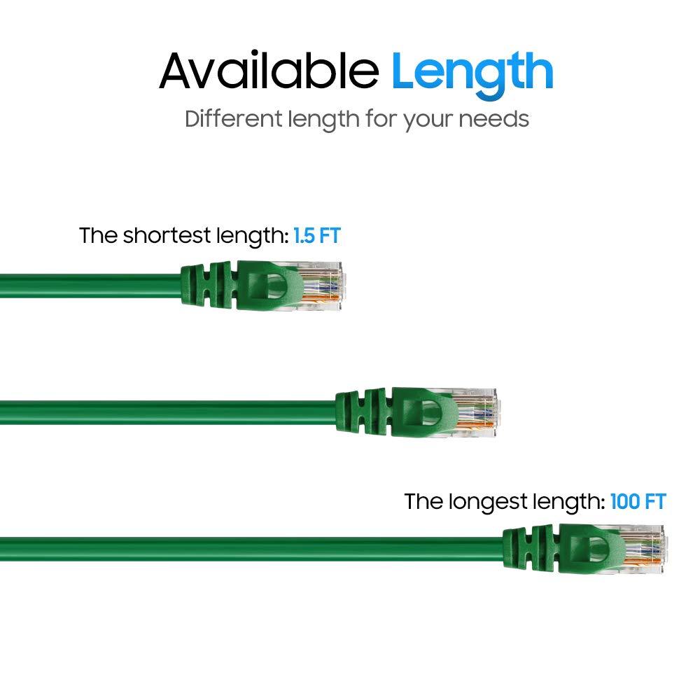 Cmple Cmple - Cat 6 Ethernet Cable 15 ft, Cat6 Patch Cables 10Gbps LAN Cable, 550MHz Network Cable, RJ45 Connectors, Compatible with Gaming Computer, Laptop, Modem, Router, HDTV, Gaming Console - Green