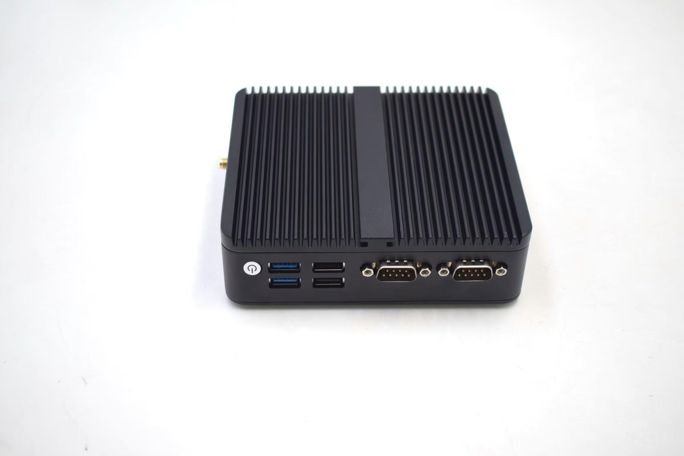 BASOARO BASOARO Mini Desktop PC, Industrial PC Fanless Win 11 Pro, Celeron J6412, 8G RAM 512G SSD 1TB HDD, 2*RS232 COM, Dual LAN, 1*DP, 2*HD, Triple Display, 4K, WiFi, Dual Band WiFi, Mini PC Fanless