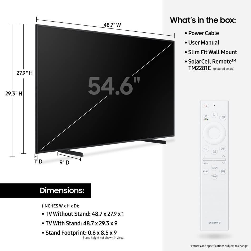 SAMSUNG SAMSUNG 55-Inch Class QLED 4K The Frame LS03B Series, Quantum HDR, Art Mode, Anti-Reflection Matte Display, Slim Fit Wall Mount Included, Smart TV w/ Alexa Built-In (QN55LS03BAFXZA)