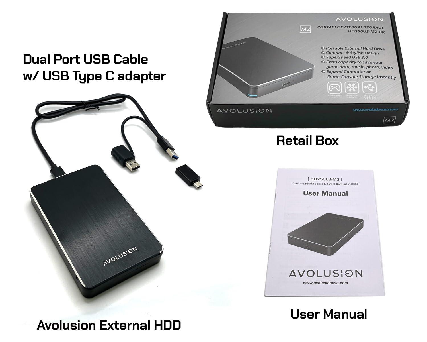 Avolusion Avolusion M2 Series 1TB USB 3.0 Portable External Gaming Hard Drive (for PS4 / PS5 or Windows OS Laptop/PC) (Renewed)