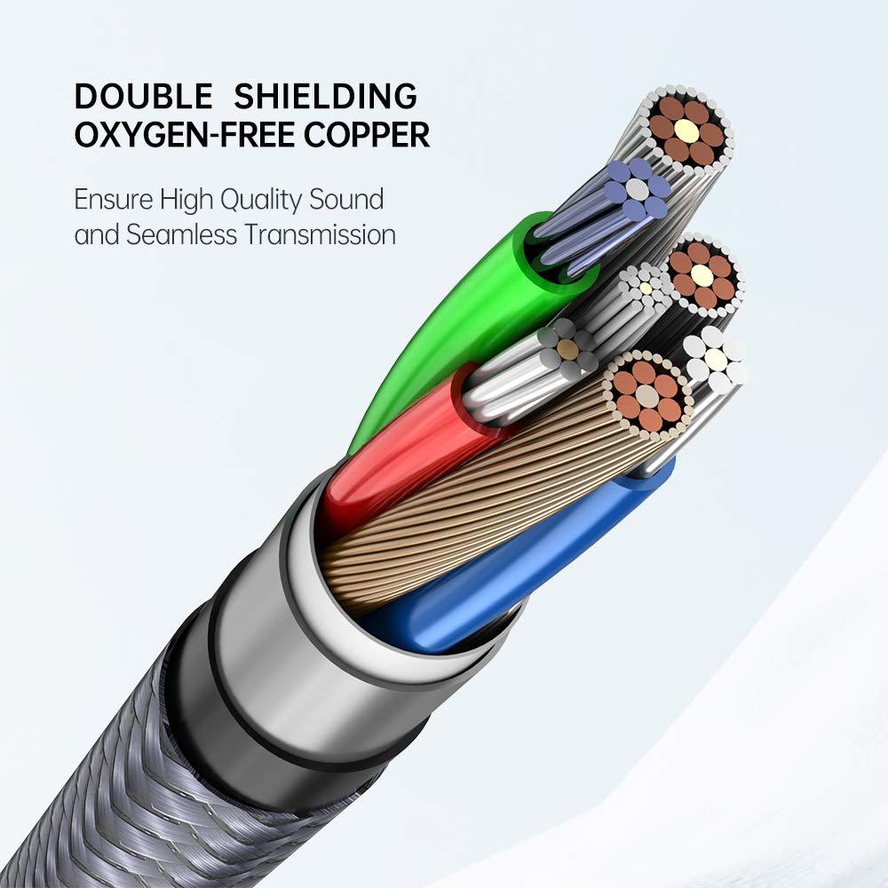 RIKSOIN RIKSOIN 3.5mm to 3 RCA Audio Video Cable, 6.6FT/2M 3.5mm to 3-Male RCA Adapter Stereo AUX Cord AV Cable for MP3, Camcorders, Tablet, Speaker, Home Theater, DVD Player & More (Grey)