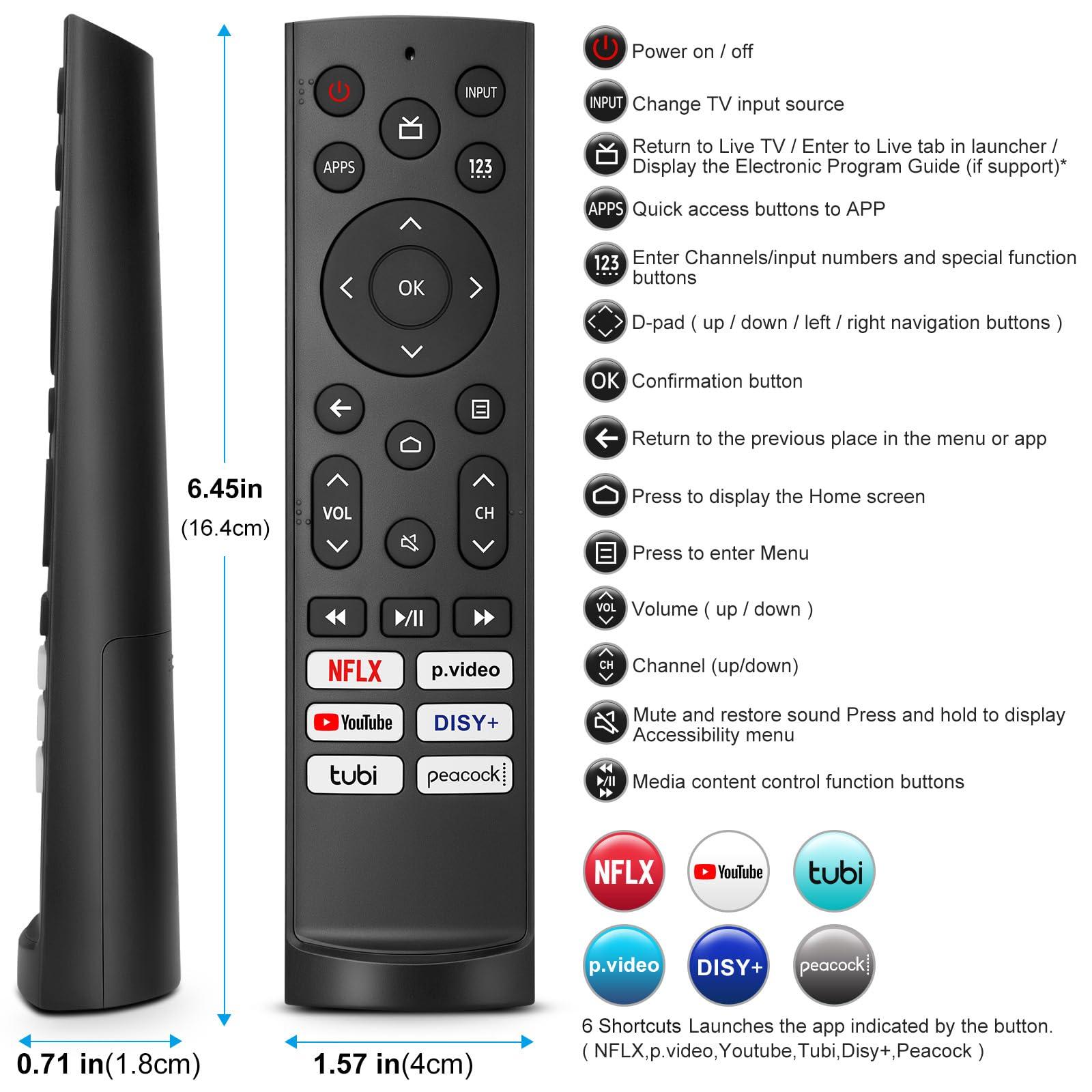 LOUTOC Replacement-for-Hisense-TV-Remote, Universal for Hisense Android/Google Smart TV Remote