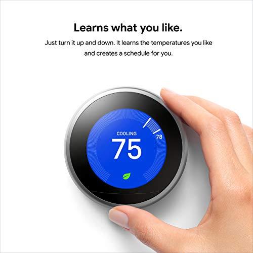 Google Google Nest Learning Thermostat - Programmable Smart Thermostat for Home - 3rd Generation Nest Thermostat - Works with Alexa - Copper