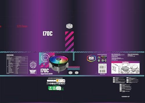 Cooler Master Cooler Master i70C CPU Air Cooling System for Intel LGA 1700 Sockets - 70mm Low-Profile, Aluminium & Copper Heatsink, Quiet 120mm PWM Fan (37.08 CFM, 1.33 mmH2O, 28 dBA, 650-1800 RPM), ARGB Compatible