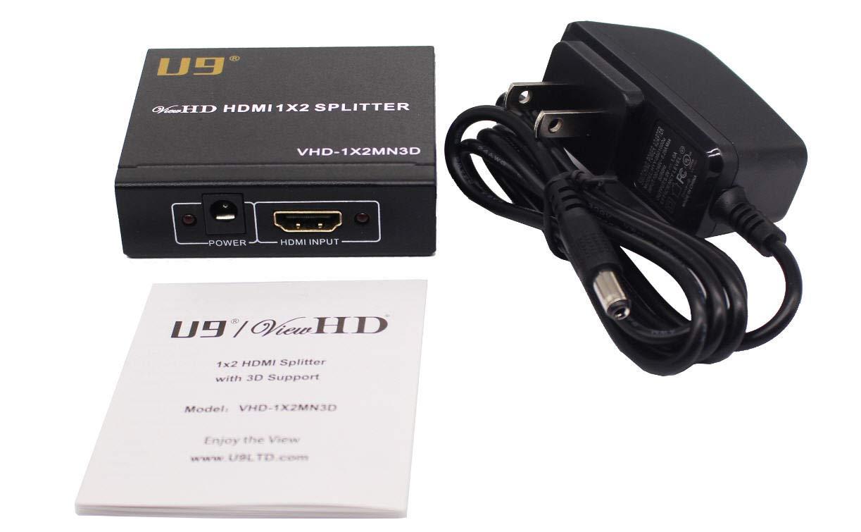 u9 U9 ViewHD 2 Port 1x2 Powered HDMI 1 in 2 Out Mini Splitter for 1080P & 3D | Model: VHD-1X2MN3D