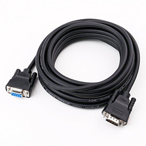 DTech DTech DB9 RS232 Serial Cable Male to Female Null Modem Cord Full Handshaking 7 Wire Crossover for Data Communication (15 Feet, Black)