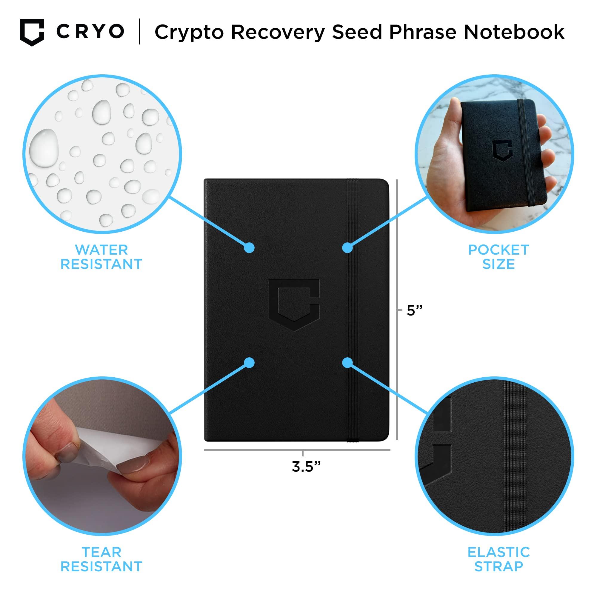 CRYO CRYO Crypto Seed Storage Bundle - Fireproof Stainless Steel Bitcoin Wallet (DOT) + Waterproof Recovery Seed Phrase Notebook (2-Pack) - BIP39 Cryptocurrency Backup System