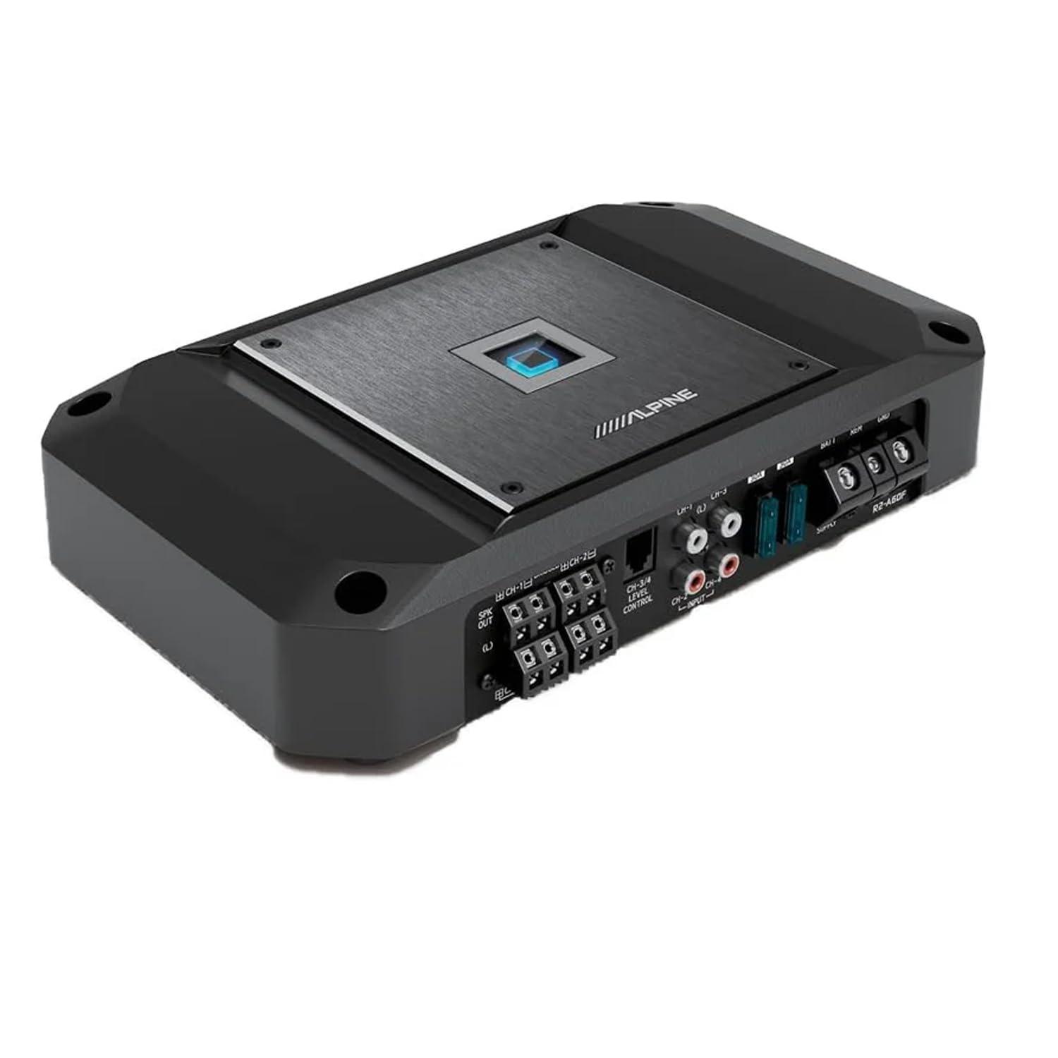 Absolute USA Alpine R2-A60F 4 Channel 600 Watt Class D Car Audio Amplifier & KIT10 Installation AMP Kit