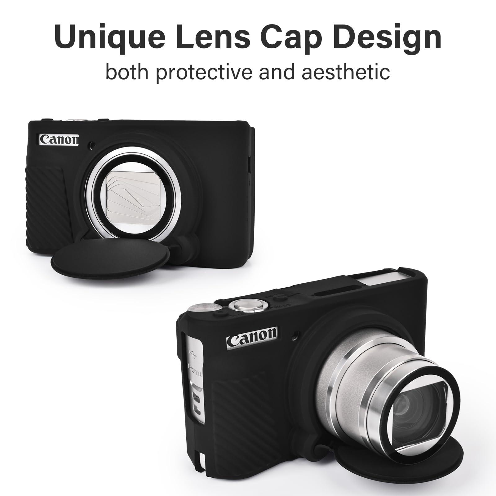 VOVMOEYA VOVMOEYA SX740 Camera Case Accessories Set[with 2 LCD tempered films],Silicone Protective Case Compatible with Canon PowerShot SX730 SX740 HS Digital Camera - Black