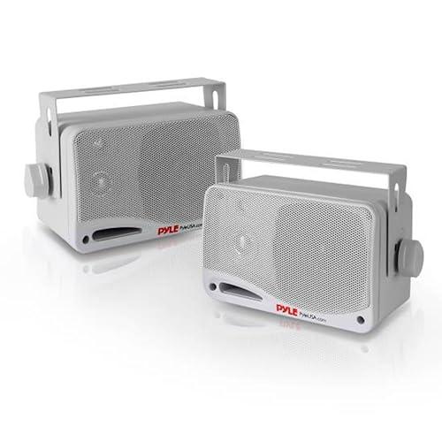 Pyle Pyle Outdoor Waterproof Wireless Bluetooth Speaker - 3.5 Inch Pair 3-way Active Passive Weatherproof Wall, Ceiling Mount Dual Speakers System w/ Heavy Duty Grill, Patio, Indoor Use -PDWR42WBT (White)