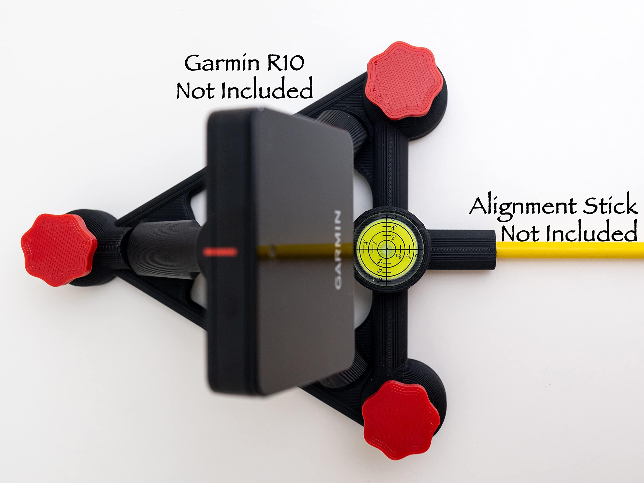 DirectNine Basics Adjustable Alignment & Leveling Stand for Garmin Approach R10 (Extended Height), Black with Red Knobs, Extended Height: 0.25'' - 2''