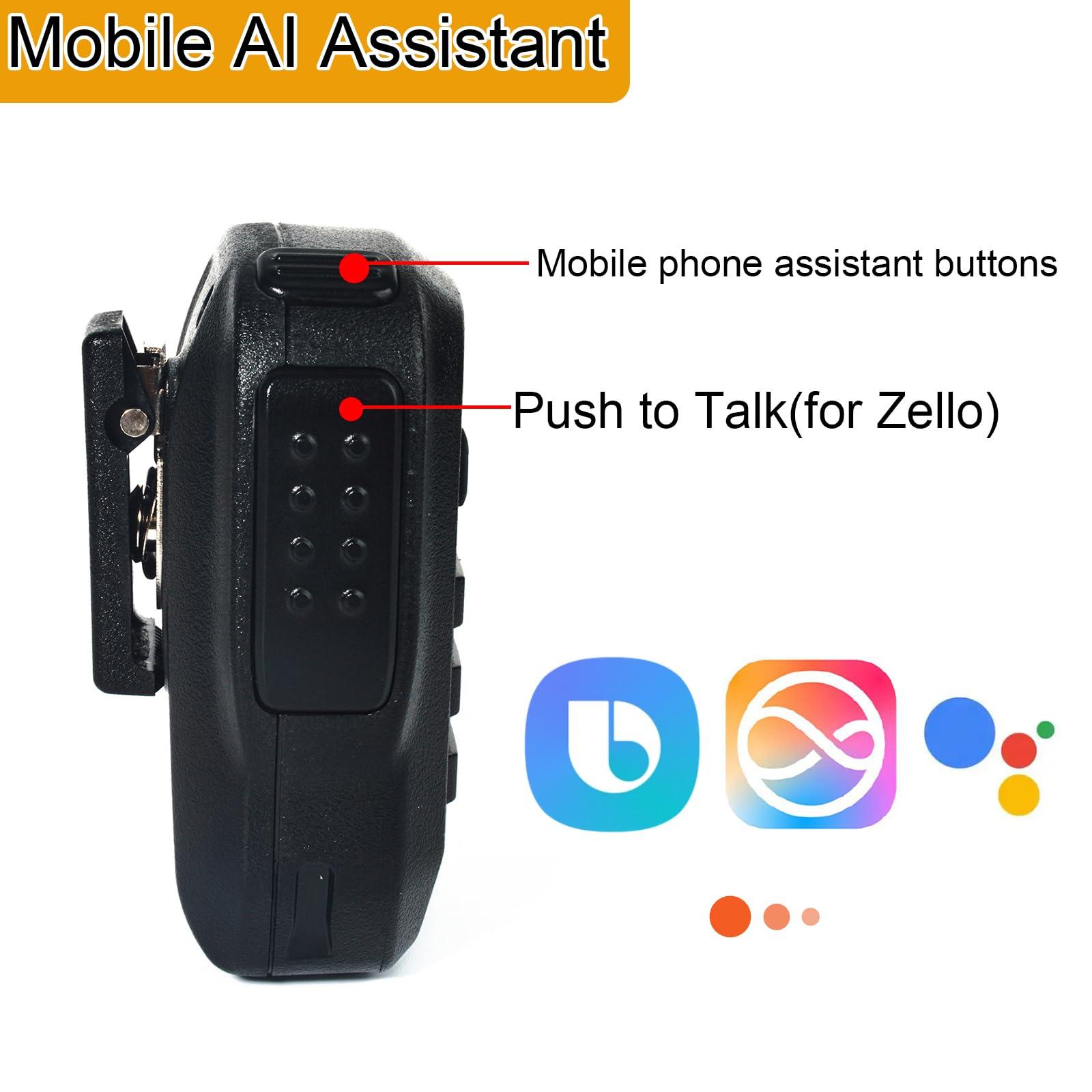 HYS HYS Bluetooth Microphone for Zello App, Wireless Mic with PTT IP66 Waterproof, Type-C Charge, 1000mAh Battery& Smart Controls, 3.5mm Audio Port for iOS and Android with Listen Only Earpiece