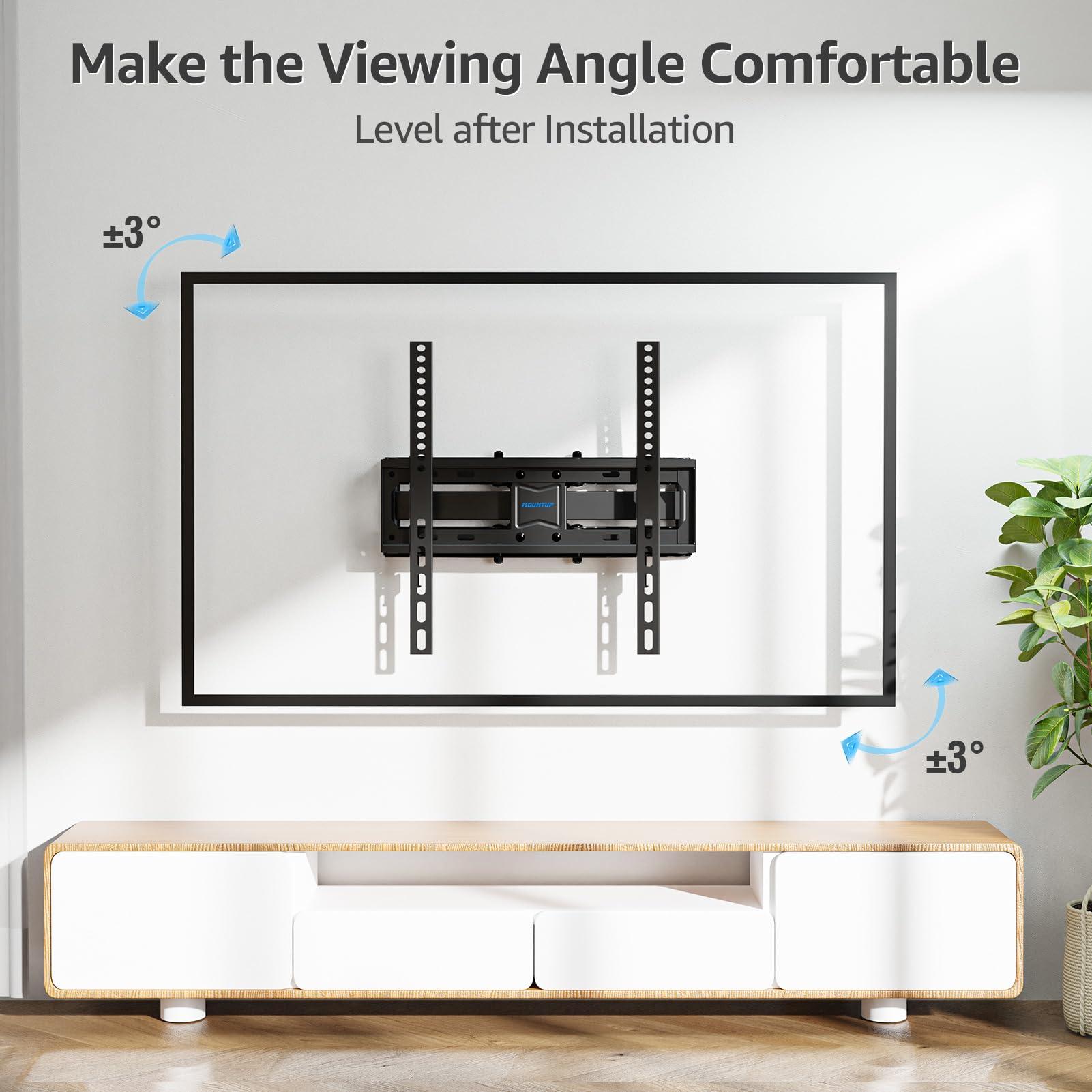 MOUNTUP MOUNTUP UL Listed TV Wall Mount, Full Motion TV Wall Mount for Most 26-65 Inch Flat/Curved TV Fit 16\" Wood Stud, Wall Mount TV Bracket with Dual Swivel Articulating Arm Max VESA 400x400mm up to 88 LBS