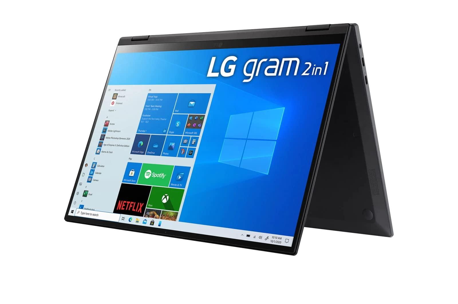 LG LG Laptop | Gram 16 2-in-1 | 16" 2560 x 1600 Touchscreen LED-Backlit | Intel Core i7-1165G7 4-Core | 16GB LPDDR4 | 512GB SSD | Windows 10 Pro | Backlit Keyboard - 720p HD Camera - Black