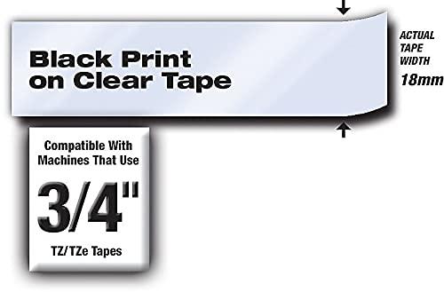 Brother Brother P-Touch Tzes141 Tze Extra-Strength Adhesive Laminated Labeling Tape, 3/4-Inch W, Black On Clear